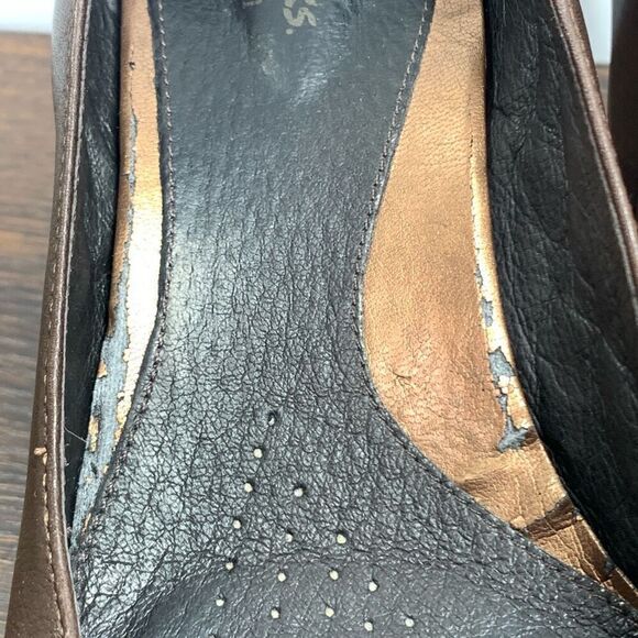 Clark's Artisan Women's Leather Upper Slip On Block Heel Pump Brown Size 9 - Picture 6 of 11